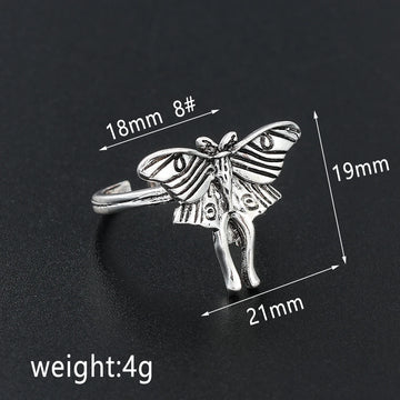 DAIIIBABYYY  -  Vintage Butterfly Ring Fashion Charm Jewelry Animal Moth Badge Opening Adjustable Rings for Women Men Party Accessories Gifts